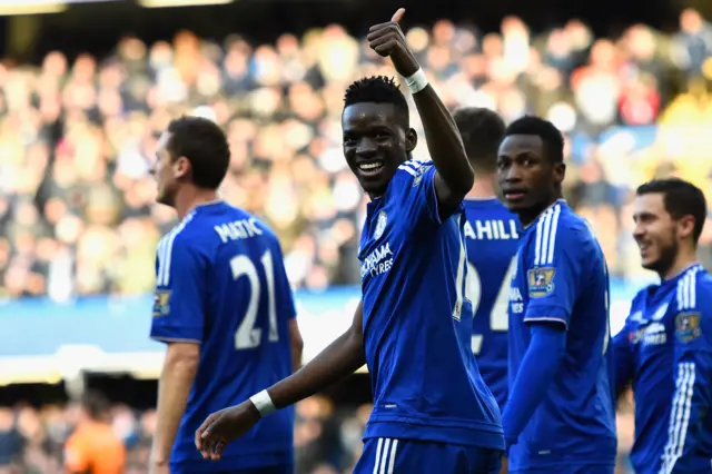 Bertrand Traore celebrates