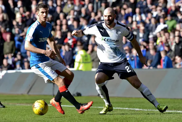 Gary Harkins launches a Dundee attack at Ibrox