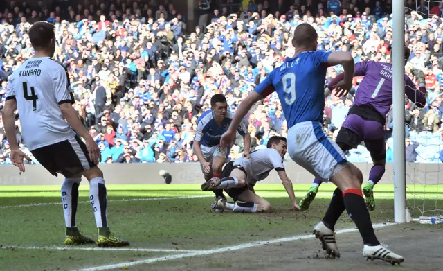 Jason Holt scores for Rangers against Dundee