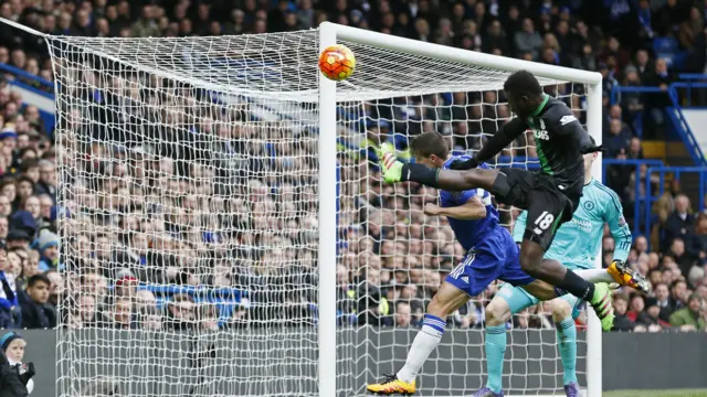 Mame Biram Diouf shoots towards goal