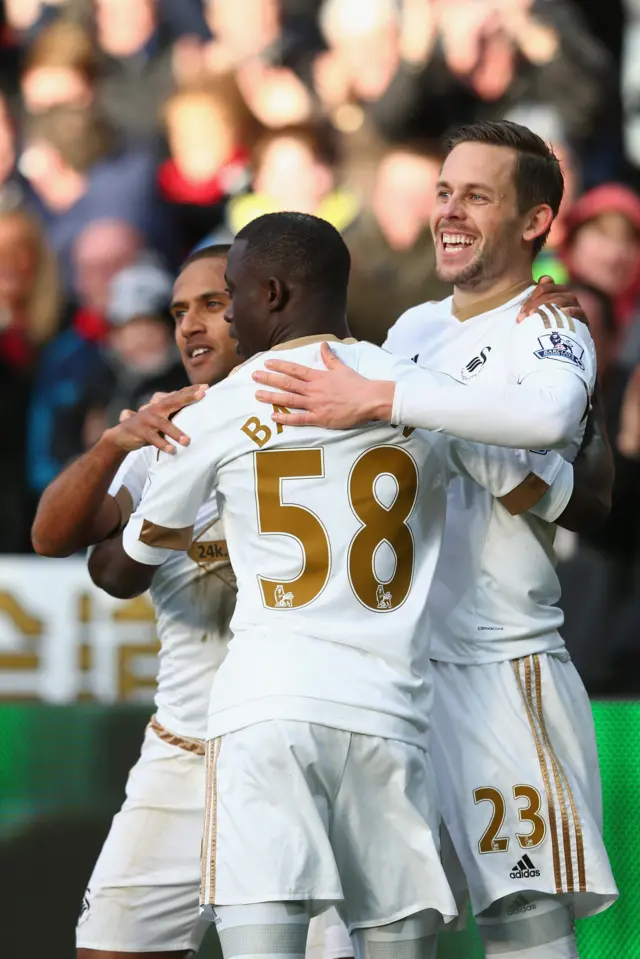 Swansea celebrate their goal