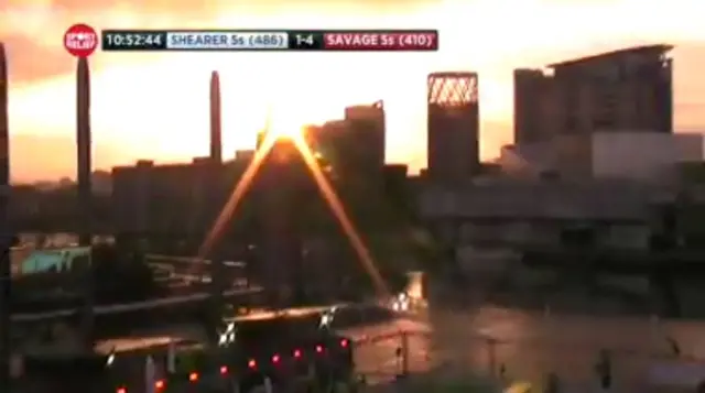 The sun rises over MediaCity in Salford