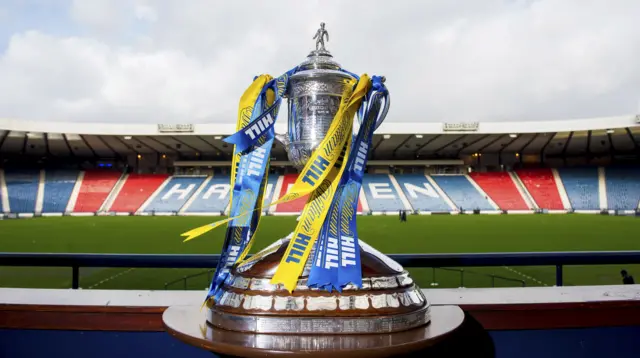 The Scottish Cup trophy at Hampden