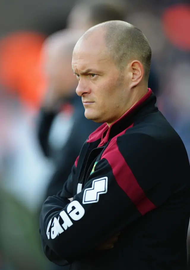 Alex Neil, the Norwich manager, looks on