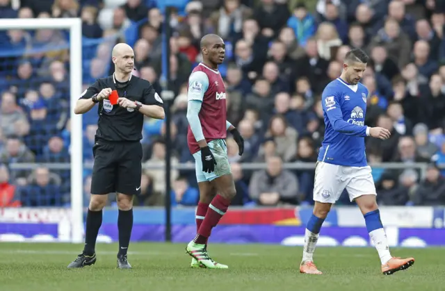 Kevin Mirallas is sent off