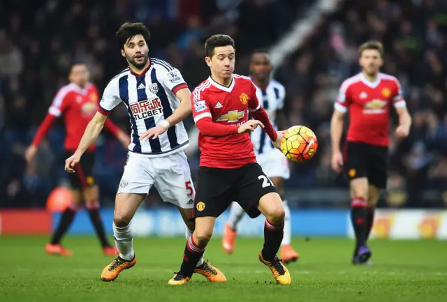 Ander Herrera of Manchester United seeks to take control of the midfield