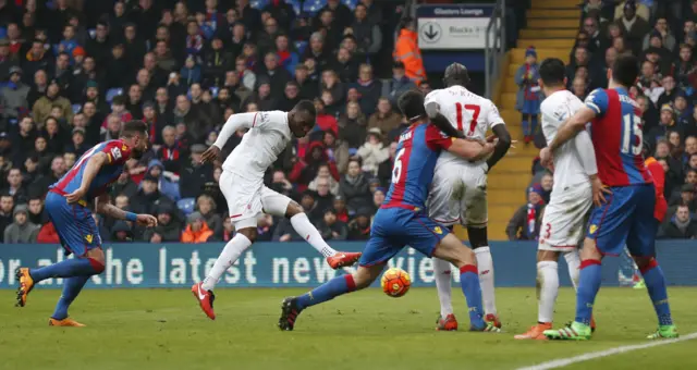 Christian Benteke goes close for Liverpool