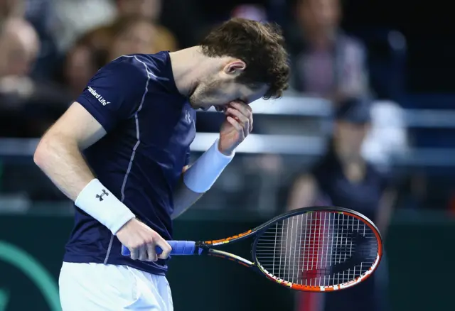 Andy Murray reacts