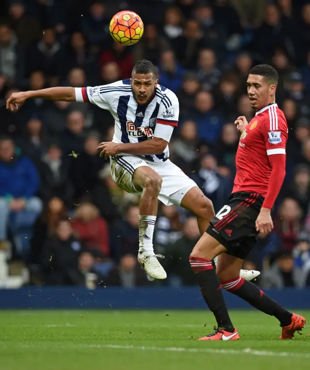 Salomon Rondon hits a shot for West Brom