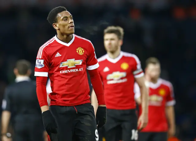 Anthony Martial looks dejected at the end of the game