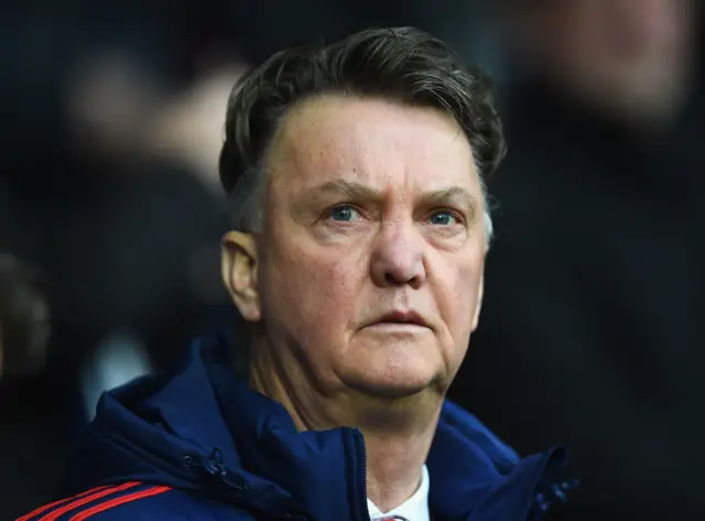 United boss Louis van Gaal watches on