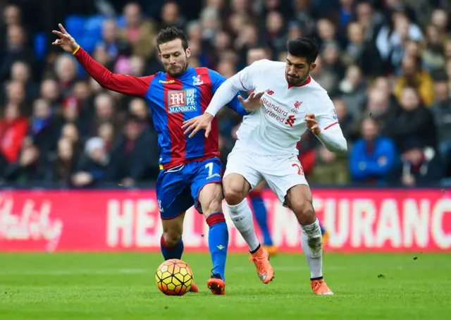 Emre Can can't find his way past Palace's Yohan Cabaye