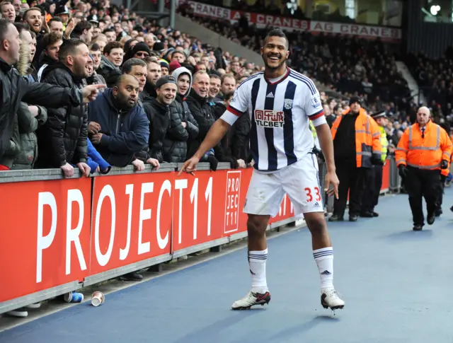 West Brom's Salomon Rondon sees the funny side