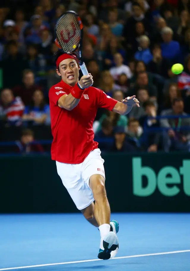 Kei Nishikori with a backhand