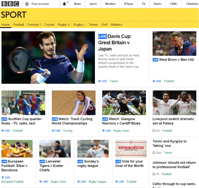 BBC Sport homepage