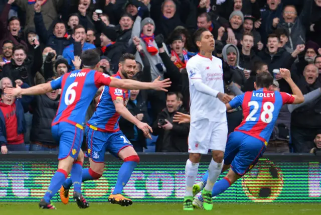 Crystal Palace players and fans celebrate