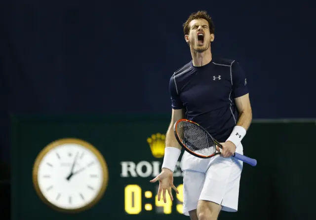 Andy Murray reacts