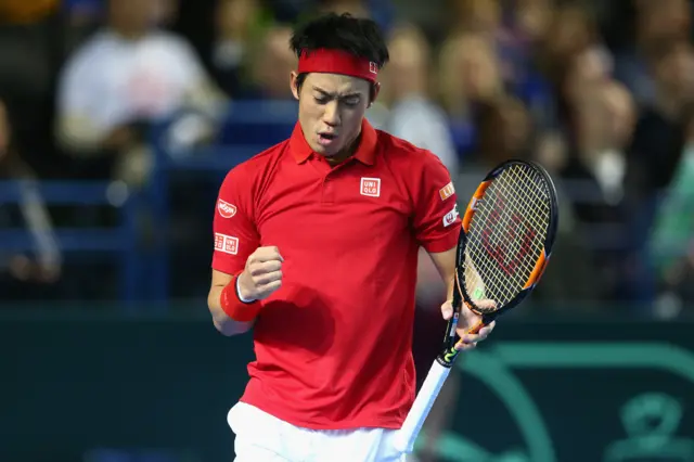 Kei Nishikori of Japan celebrates