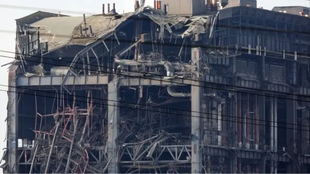 The collapsed Didcot A building