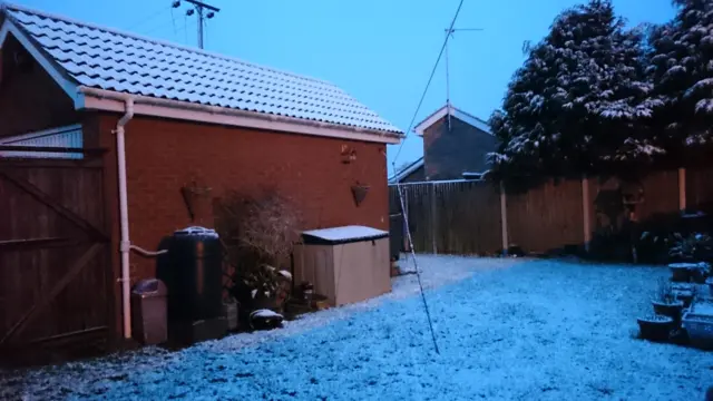 Hemsby garden, in snow