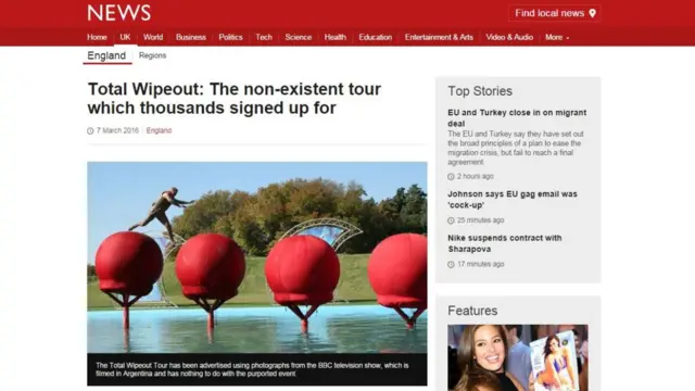 Total Wipeout: The non-existent tour which thousands signed up for