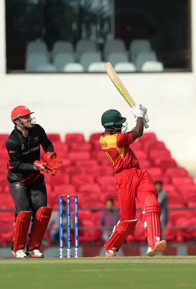 Zimbabwe"s Vusi Sibanda plays a shot during the opening match of the T20 Cricket World Cup