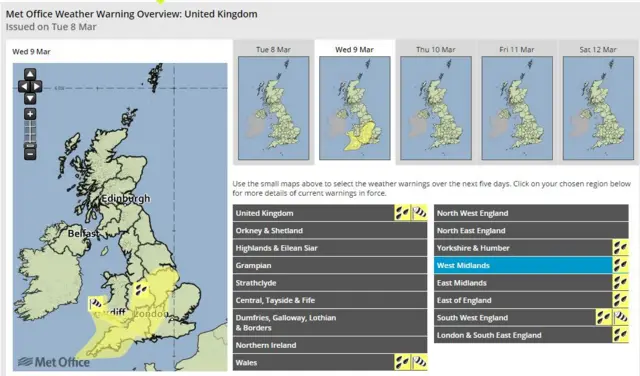 Weather warning map