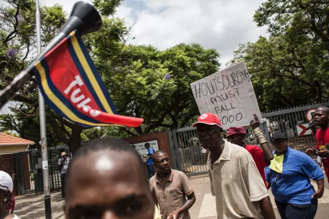 Demonstrators at the university