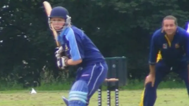 Heather Knight playing for Plymstock CC Men's 1st XI