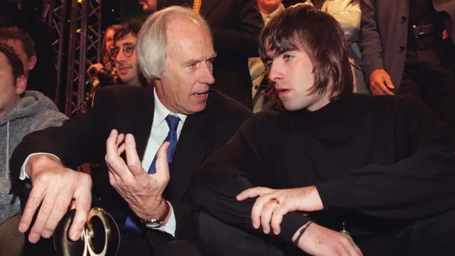 Sir George Martin with Liam Gallagher in 1996