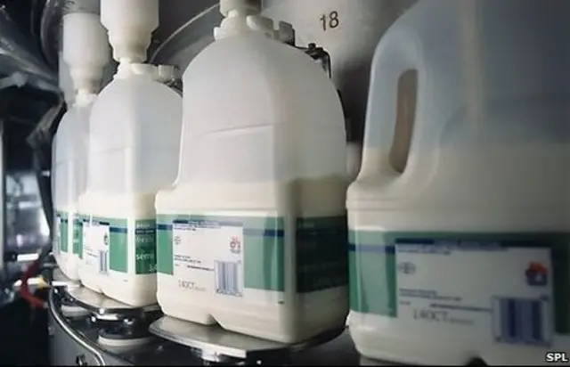 Milk being bottled