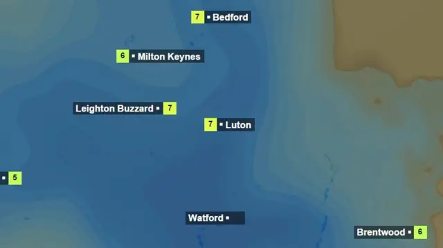 Weather graphic shows heavy rain