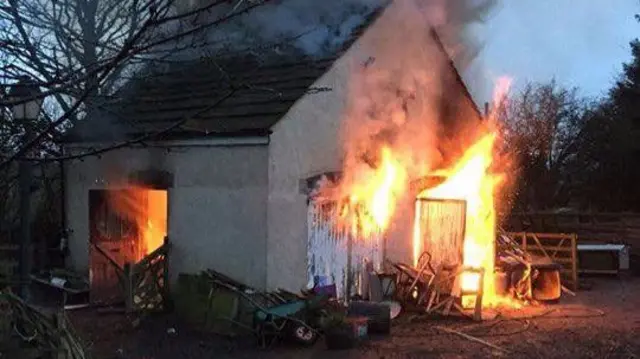 Fire in outbuilding in Macclesfield