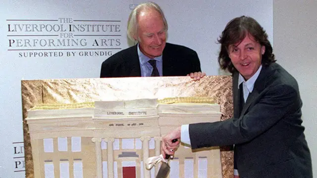 Sir George Martin with Sir Paul McCartney in 1996