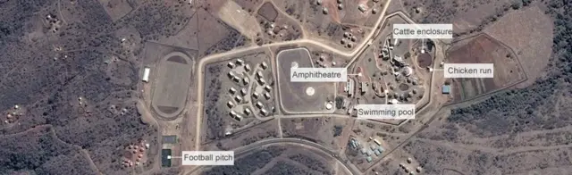 Map of President Zuma's home in Nkandla, South Africa