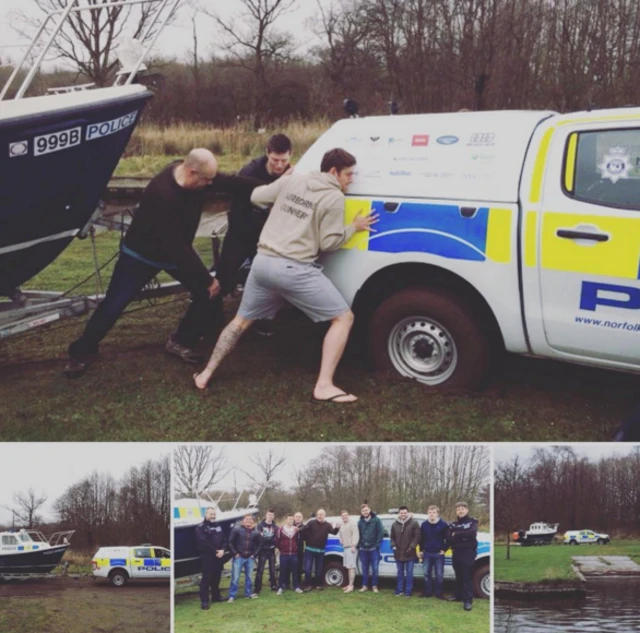 Stag party helping police officers