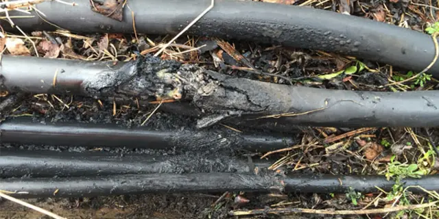 Burnt power cables