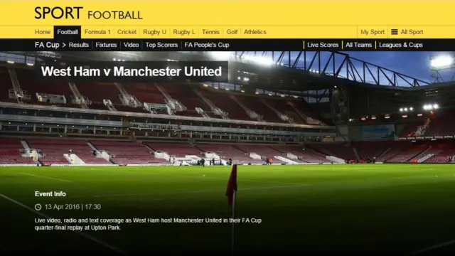 West Ham v Manchester United live page