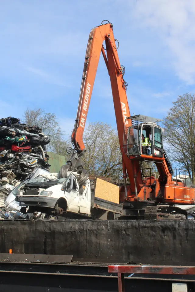 Tipper truck being crushed