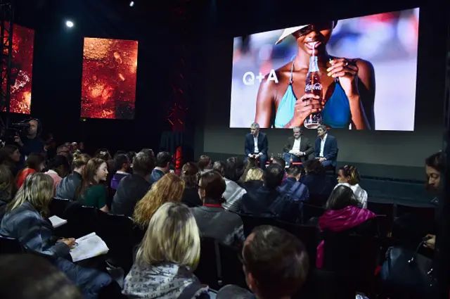 James Quincey, Imad Benmoussa and Rodolfo Echeverria during the the Coca-Cola Launch of 'One Brand' Strategy & 'Taste The Feeling' Creative Campaign at Palais De Tokyo on January 18, 2016 in Paris, France