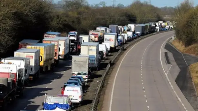 Cars stuck in traffic following a crash on the A50