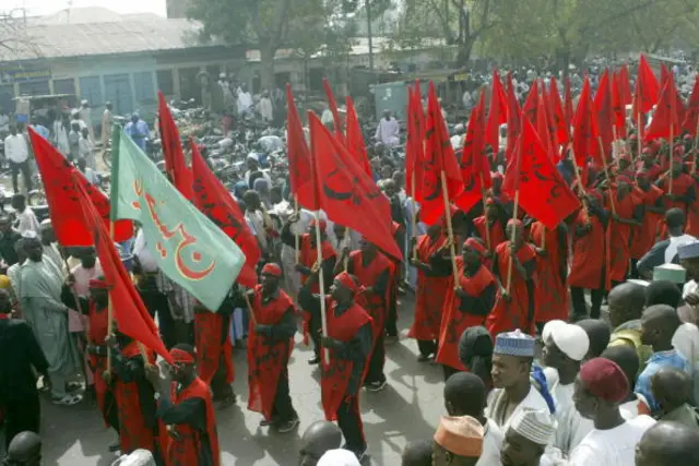 Muslim Shiite demonstrators march through the streets of the northern Nigerian city of Kano on January 7, 2009 in protest against the Israeli bombardment of Gaza.