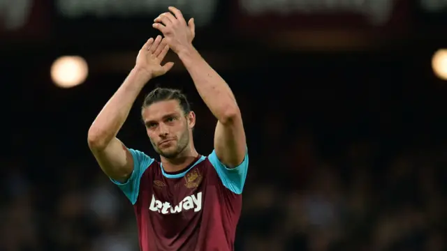 Andy Carroll applauds the fans at full-time