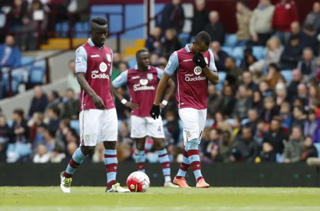 Aston Villa players look dejected