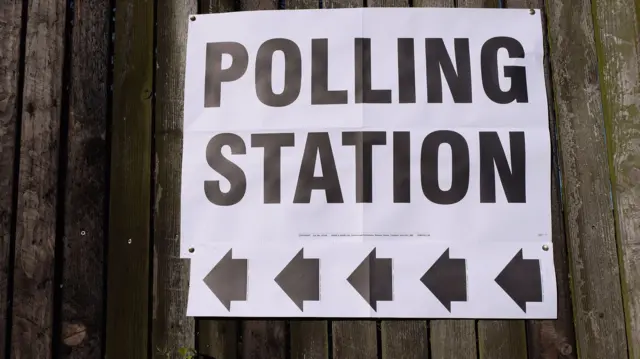 Polling station sign