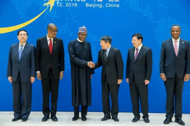 China's Presidents Xi Jinping and Nigeria's Muhammadu Buhari