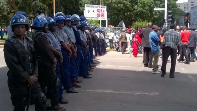 Police in Harare, Zimbabwe