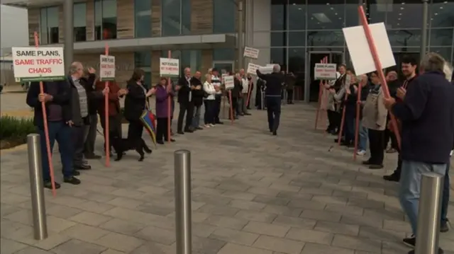 Protesters against the development