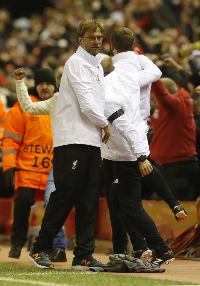 Klopp celebrates their fourth goal