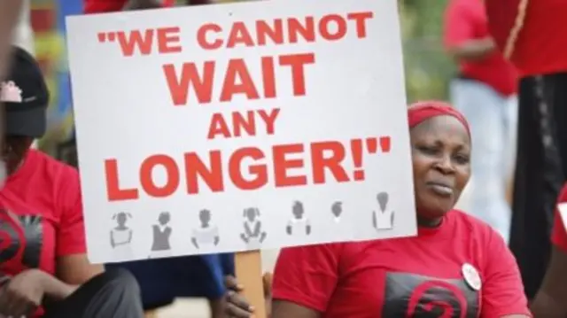 A Bring Back Our Girls protester in Abuja, Nigeria - Thursday 14 April 2016